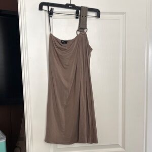 Sky Taupe One-Shoulder Dress
